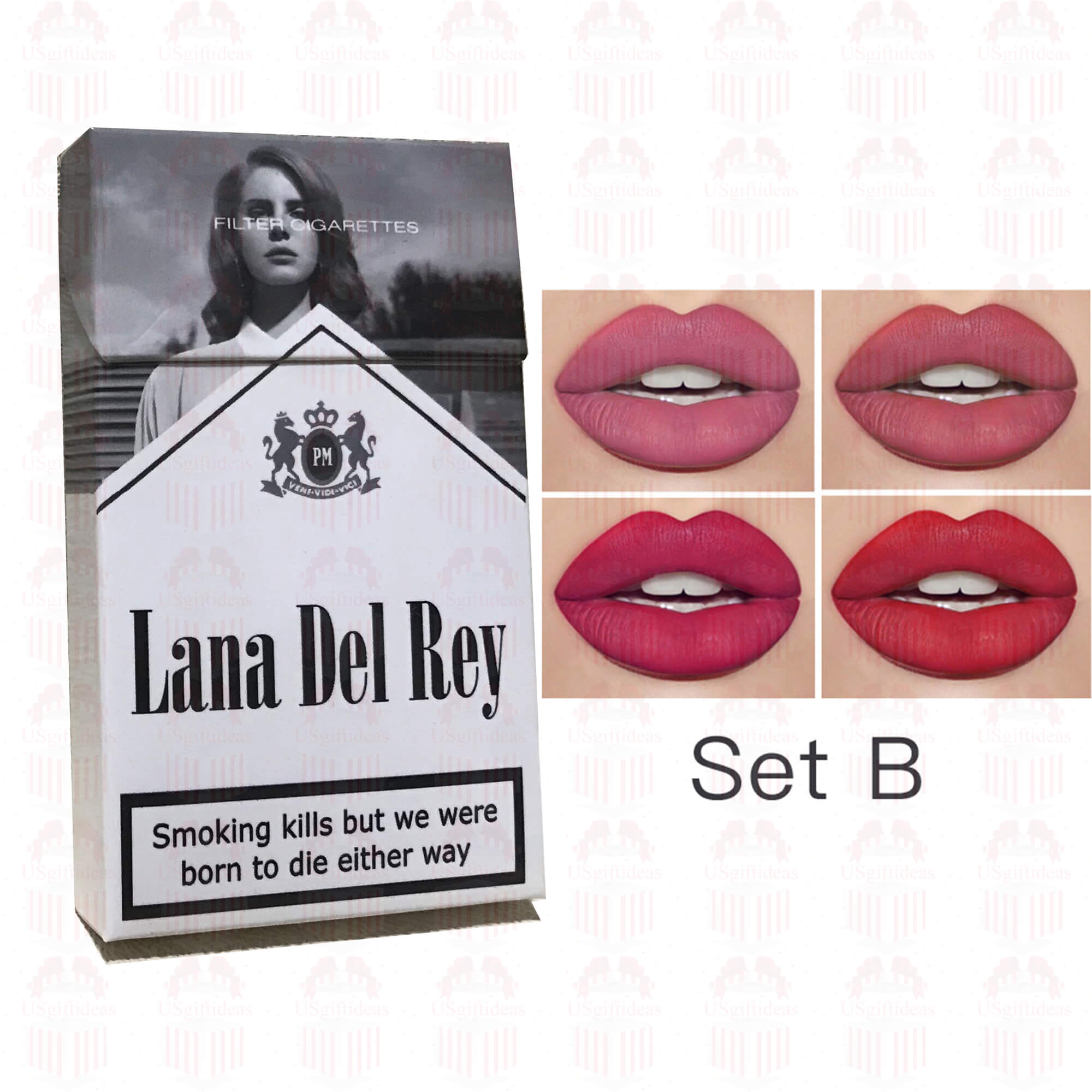 Lana Del Rey Lipstick Set, Personalized Christmas Gifts, Lana Del Rey Poster Cigarette Box