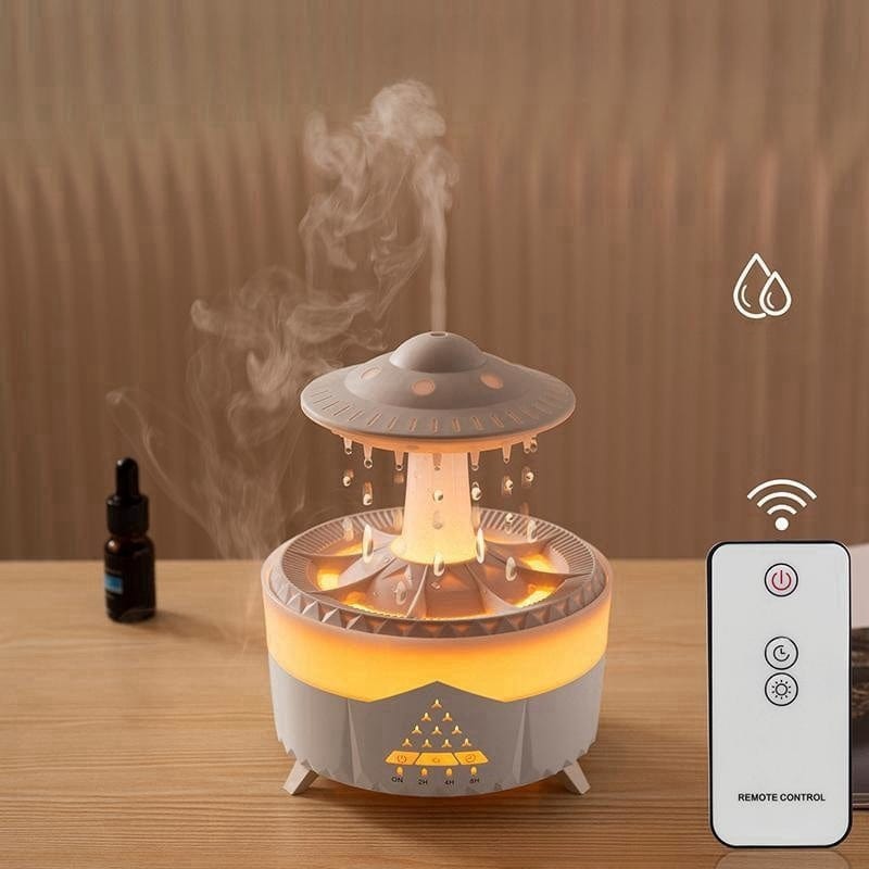 Regendruppel Aroma Diffuser Luchtbevochtiger Nachtlampje 350Ml 7 Kleuren Led Lamp Ultrasone Afstandsbediening Regenwolk Aroma Diffuser Geurtrend