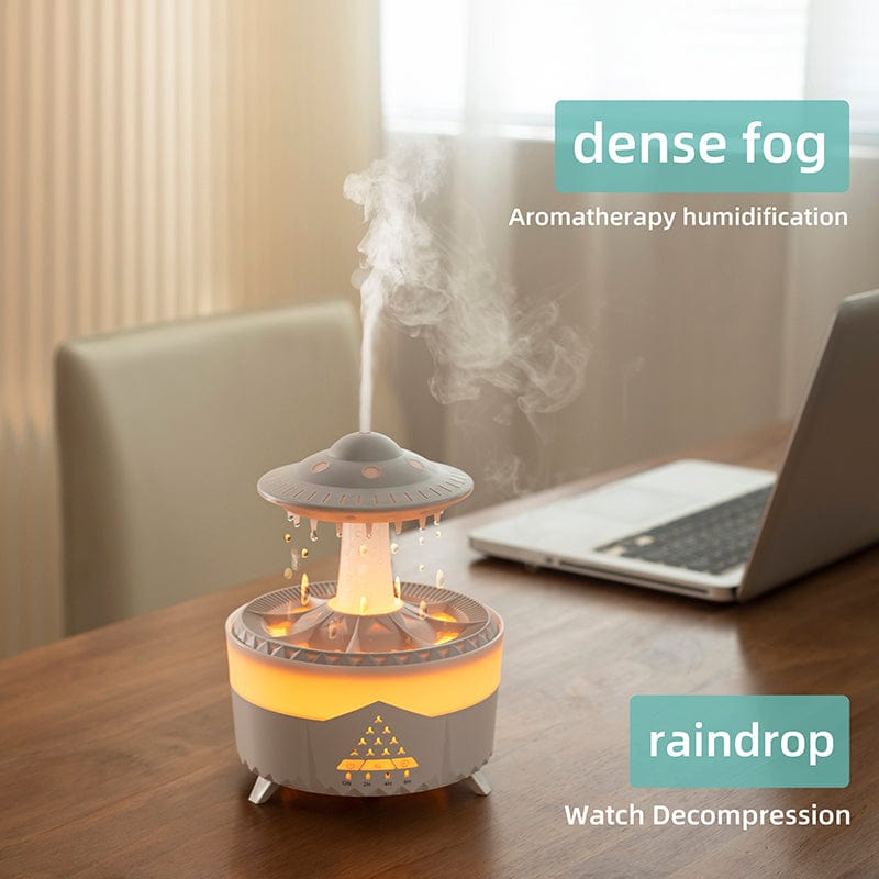 Regendruppel Aroma Diffuser Luchtbevochtiger Nachtlampje 350Ml 7 Kleuren Led Lamp Ultrasone Afstandsbediening Regenwolk Aroma Diffuser Geurtrend