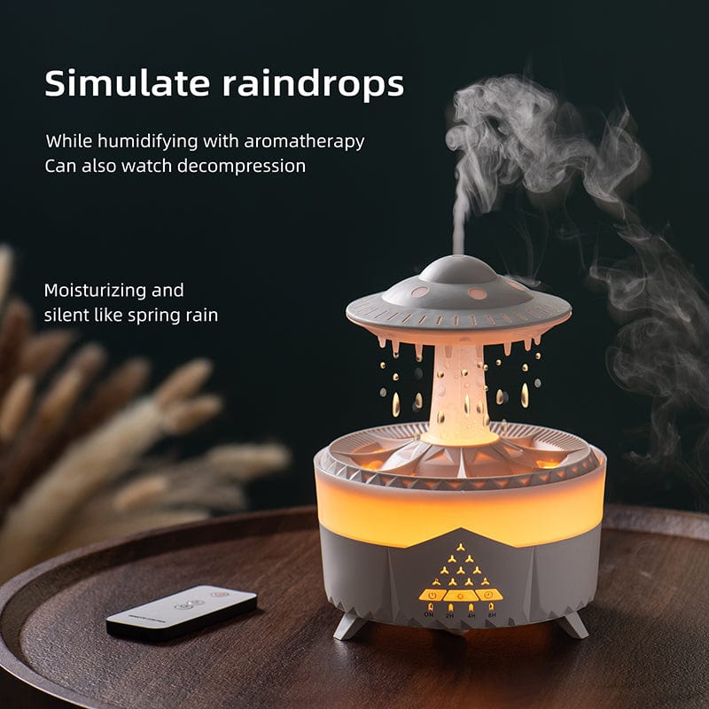 Regendruppel Aroma Diffuser Luchtbevochtiger Nachtlampje 350Ml 7 Kleuren Led Lamp Ultrasone Afstandsbediening Regenwolk Aroma Diffuser Geurtrend