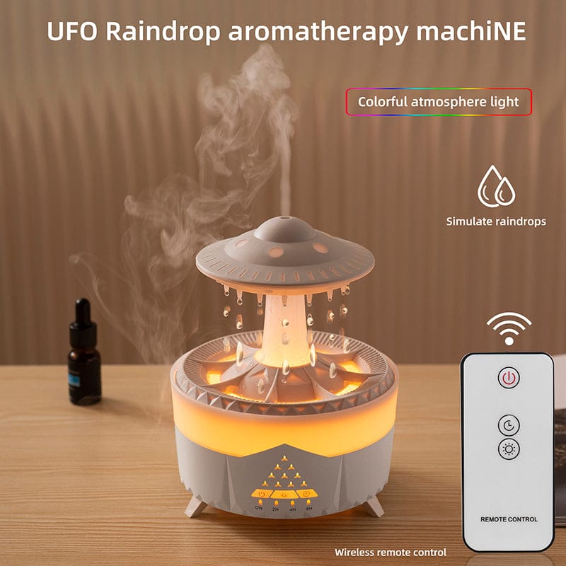 Regendruppel Aroma Diffuser Luchtbevochtiger Nachtlampje 350Ml 7 Kleuren Led Lamp Ultrasone Afstandsbediening Regenwolk Aroma Diffuser Geurtrend